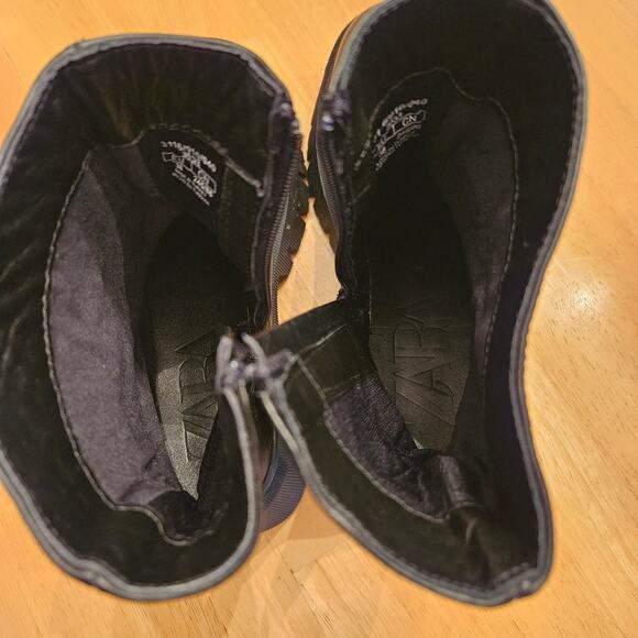 Zara Chunky Boots Lug Soles Side Zip BLACK Sz UE 38 US 7.5 - Picture 13 of 15